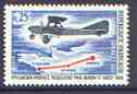 France 1968 50th Anniversary of First Regular Airmail Service 25c unmounted mint, SG 1800*, stamps on aviation, stamps on postal, stamps on maps