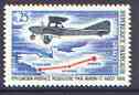 France 1968 50th Anniversary of First Regular Airmail Service 25c unmounted mint, SG 1800*, stamps on , stamps on  stamps on aviation, stamps on  stamps on postal, stamps on  stamps on maps