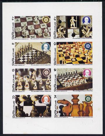 Staffa 1980 Chess Pieces (75th Anniversary of Rotary International) imperf set of 8 values unmounted mint, stamps on , stamps on  stamps on chess  rotary