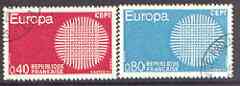 France 1970 Europa set of 2 superb cds used, SG 1874-75, stamps on europa
