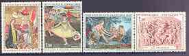 France 1970 French Art set of 4 unmounted mint, SG 1877-80, stamps on arts, stamps on dancing, stamps on ballet, stamps on degas, stamps on boucher
