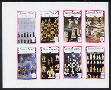 Bernera 1979 Chess Pieces (75th Anniversary of Rotary) imperf set of 8 values (3p to 28p) unmounted mint, stamps on , stamps on  stamps on chess, stamps on  stamps on rotary