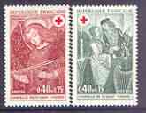 France 1970 Red Cross Fund - Frescoes from Dissay Chapel set of 2 unmounted mint, SG 1902-03*, stamps on red cross, stamps on  arts, stamps on religion