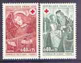 France 1970 Red Cross Fund - Frescoes from Dissay Chapel set of 2 unmounted mint, SG 1902-03*, stamps on , stamps on  stamps on red cross, stamps on  stamps on  arts, stamps on  stamps on religion