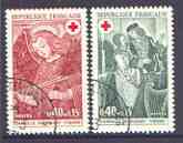 France 1970 Red Cross Fund - Frescoes from Dissay Chapel set of 2 superb cds used, SG 1902-03, stamps on , stamps on  stamps on red cross, stamps on  stamps on  arts, stamps on  stamps on religion