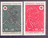 France 1972 Red Cross Fund - Doctors set of 2 unmounted mint, SG 1979-80*, stamps on red cross, stamps on personalities, stamps on medical, stamps on doctors