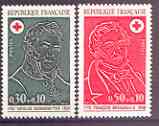 France 1972 Red Cross Fund - Doctors set of 2 unmounted mint, SG 1979-80*, stamps on , stamps on  stamps on red cross, stamps on  stamps on personalities, stamps on  stamps on medical, stamps on  stamps on doctors