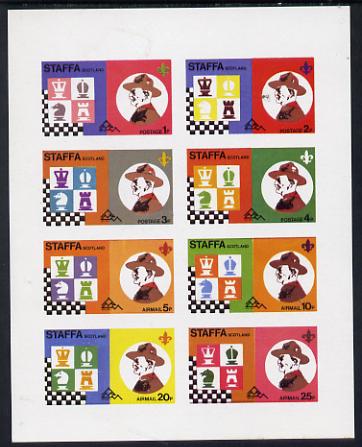 Staffa 1978 Scouts & Chess imperf set of 8 values (1p to 50p) unmounted mint, stamps on chess    scouts