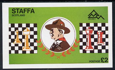 Staffa 1978 Scouts & Chess imperf deluxe sheet (Â£2 value) unmounted mint, stamps on chess    scouts