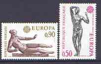 France 1974 Europa - Sculpture set of 2 unmounted mint, SG 2038-39*, stamps on , stamps on  stamps on europa, stamps on  stamps on arts, stamps on  stamps on sculpture