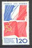 France 1975 Franco-Soviet Diplomatic Relations unmounted mint, SG 2097, stamps on flags