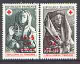 Reunion 1973 Red Cross Fund - Tomb Figures set of 2 unmounted mint, SG 491-92, stamps on red cross, stamps on saints, stamps on death