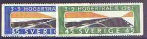 Sweden 1967 Changed Rule of the Road set of 2 unmounted mint (perf 12.5 x imperf) SG 536a-57a, stamps on , stamps on  stamps on road