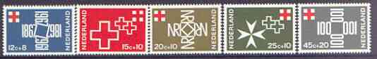 Netherlands 1967 Centenary of Dutch Red Cross set of 5 unmounted mint, SG 1038-42, stamps on , stamps on  stamps on red cross