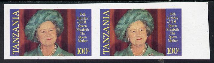 Tanzania 1985 Life & Times of HM Queen Mother 100s (SG 428) unmounted mint imperf pair*, stamps on , stamps on  stamps on royalty     queen mother