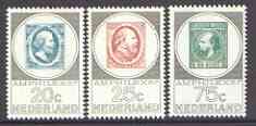 Netherlands 1967 Amphilex 67 Stamp Exhibition set of 3 unmounted mint, SG 1035-37, stamps on stamp exhibitions, stamps on stamp on stamp, stamps on stamponstamp