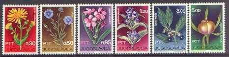 Yugoslavia 1967 Medicinal Plants set of 6 unmounted mint, SG 1240-45, stamps on , stamps on  stamps on flowers, stamps on  stamps on medical, stamps on  stamps on flax, stamps on  stamps on medicinal plants