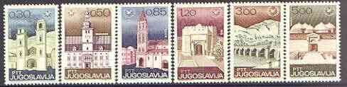 Yugoslavia 1967 International Tourist Year set of 6 unmounted mint, SG 1288-93, stamps on , stamps on  stamps on tourism, stamps on  stamps on buildings, stamps on  stamps on churches, stamps on  stamps on cathedrals, stamps on  stamps on bridges