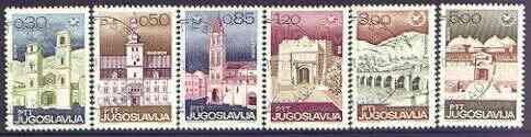 Yugoslavia 1967 International Tourist Year set of 6 superb cds used, SG 1288-93, stamps on , stamps on  stamps on tourism, stamps on  stamps on buildings, stamps on  stamps on churches, stamps on  stamps on cathedrals, stamps on  stamps on bridges