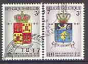 Belgium 1967 Universities of Ghent & Liege set of 2 superb used, SG 2036-37, stamps on university, stamps on arms, stamps on heraldry