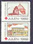Cinderella - Denmark (Holbaek) 1982 Christmas Red Cross se-tenant set of 2 perf labels produced by Holbaek Red Cross, stamps on christmas, stamps on red cross