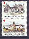 Cinderella - Denmark (Holbaek) 1983 Christmas Red Cross se-tenant set of 2 perf labels produced by Holbaek Red Cross unmounted mint, stamps on christmas, stamps on red cross