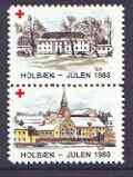 Cinderella - Denmark (Holbaek) 1983 Christmas Red Cross se-tenant set of 2 perf labels produced by Holbaek Red Cross unmounted mint, stamps on , stamps on  stamps on christmas, stamps on  stamps on red cross