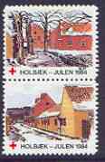Cinderella - Denmark (Holbaek) 1984 Christmas Red Cross se-tenant set of 2 perf labels produced by Holbaek Red Cross, stamps on christmas, stamps on red cross