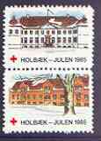 Cinderella - Denmark (Holbaek) 1985 Christmas Red Cross se-tenant set of 2 perf labels produced by Holbaek Red Cross, stamps on christmas, stamps on red cross