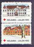 Cinderella - Denmark (Holbaek) 1985 Christmas Red Cross se-tenant set of 2 perf labels produced by Holbaek Red Cross, stamps on christmas, stamps on red cross