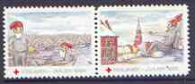 Cinderella - Denmark (Holbaek) 1989 Christmas Red Cross se-tenant set of 2 perf labels produced by Holbaek Red Cross, unmounted mint, stamps on christmas, stamps on red cross, stamps on bridges