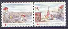 Cinderella - Denmark (Holbaek) 1989 Christmas Red Cross se-tenant set of 2 perf labels produced by Holbaek Red Cross, unmounted mint, stamps on , stamps on  stamps on christmas, stamps on  stamps on red cross, stamps on  stamps on bridges