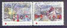 Cinderella - Denmark (Holbaek) 1992 Christmas Red Cross se-tenant set of 2 perf labels produced by Holbaek Red Cross, stamps on christmas, stamps on red cross, stamps on 