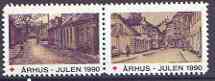 Cinderella - Denmark (Arhus) 1990 Christmas Red Cross set of 2 perf labels produced by Arhus Red Cross unmounted mint