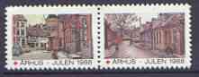 Cinderella - Denmark (Arhus) 1988 Christmas Red Cross se-tenant set of 2 perf labels produced by Arhus Red Cross unmounted mint, stamps on christmas, stamps on red cross, stamps on bicycles, stamps on  vw , stamps on 