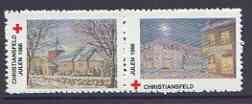 Cinderella - Denmark (Christiansfeld) 1986 Christmas Red Cross se-tenant set of 2 perf labels produced by Christiansfeld Red Cross, stamps on , stamps on  stamps on christmas, stamps on  stamps on red cross, stamps on  stamps on 