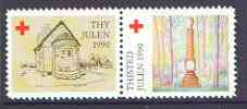 Cinderella - Denmark (Thisted Thy) 1990 Christmas Red Cross se-tenant set of 2 perf labels produced by Thisted Thy Red Cross, stamps on christmas, stamps on red cross, stamps on 