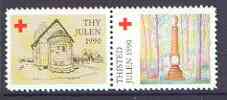 Cinderella - Denmark (Thisted Thy) 1990 Christmas Red Cross se-tenant set of 2 perf labels produced by Thisted Thy Red Cross, stamps on , stamps on  stamps on christmas, stamps on  stamps on red cross, stamps on  stamps on 