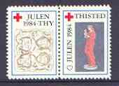 Cinderella - Denmark (Thisted Thy) 1984 Christmas Red Cross se-tenant set of 2 perf labels produced by Thisted Thy Red Cross, stamps on christmas, stamps on red cross, stamps on 