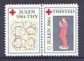 Cinderella - Denmark (Thisted Thy) 1984 Christmas Red Cross se-tenant set of 2 perf labels produced by Thisted Thy Red Cross, stamps on , stamps on  stamps on christmas, stamps on  stamps on red cross, stamps on  stamps on 