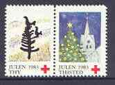 Cinderella - Denmark (Thisted Thy) 1983 Christmas Red Cross se-tenant set of 2 perf labels produced by Thisted Thy Red Cross, stamps on christmas, stamps on red cross
