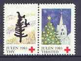 Cinderella - Denmark (Thisted Thy) 1983 Christmas Red Cross se-tenant set of 2 perf labels produced by Thisted Thy Red Cross, stamps on , stamps on  stamps on christmas, stamps on  stamps on red cross