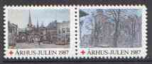 Cinderella - Denmark (Arhus) 1987 Christmas Red Cross se-tenant set of 2 perf labels produced by Arhus Red Cross