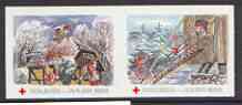 Cinderella - Denmark (Holbaek) 1990 Christmas Red Cross se-tenant set of 2 imperf labels produced by Holbaek Red Cross, stamps on , stamps on  stamps on christmas, stamps on  stamps on red cross, stamps on  stamps on 