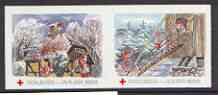 Cinderella - Denmark (Holbaek) 1990 Christmas Red Cross se-tenant set of 2 imperf labels produced by Holbaek Red Cross, stamps on christmas, stamps on red cross, stamps on 