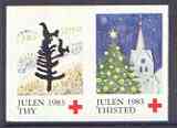 Cinderella - Denmark (Thisted Thy) 1983 Christmas Red Cross se-tenant set of 2 imperf labels produced by Thisted Thy Red Cross, stamps on christmas, stamps on red cross