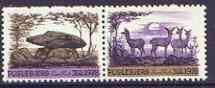 Cinderella - Denmark (Fuglebjerg) 1978 Christmas perf set of 2 labels produced by Lions International (showing Deer & Monument)*, stamps on christmas, stamps on lions int, stamps on monuments, stamps on deer