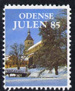 Cinderella - Denmark (Odense) 1985 Christmas perf label produced by Odense Scouts, stamps on christmas, stamps on scouts