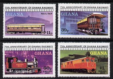 Ghana 1978 Railway Anniversary perf set of 4 unmounted mint, SG 868-71, stamps on , stamps on  stamps on railways