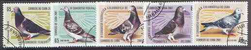 Cuba 2001 Pigeons perf set of 5 fine cto used*, stamps on , stamps on  stamps on birds, stamps on  stamps on pigeons